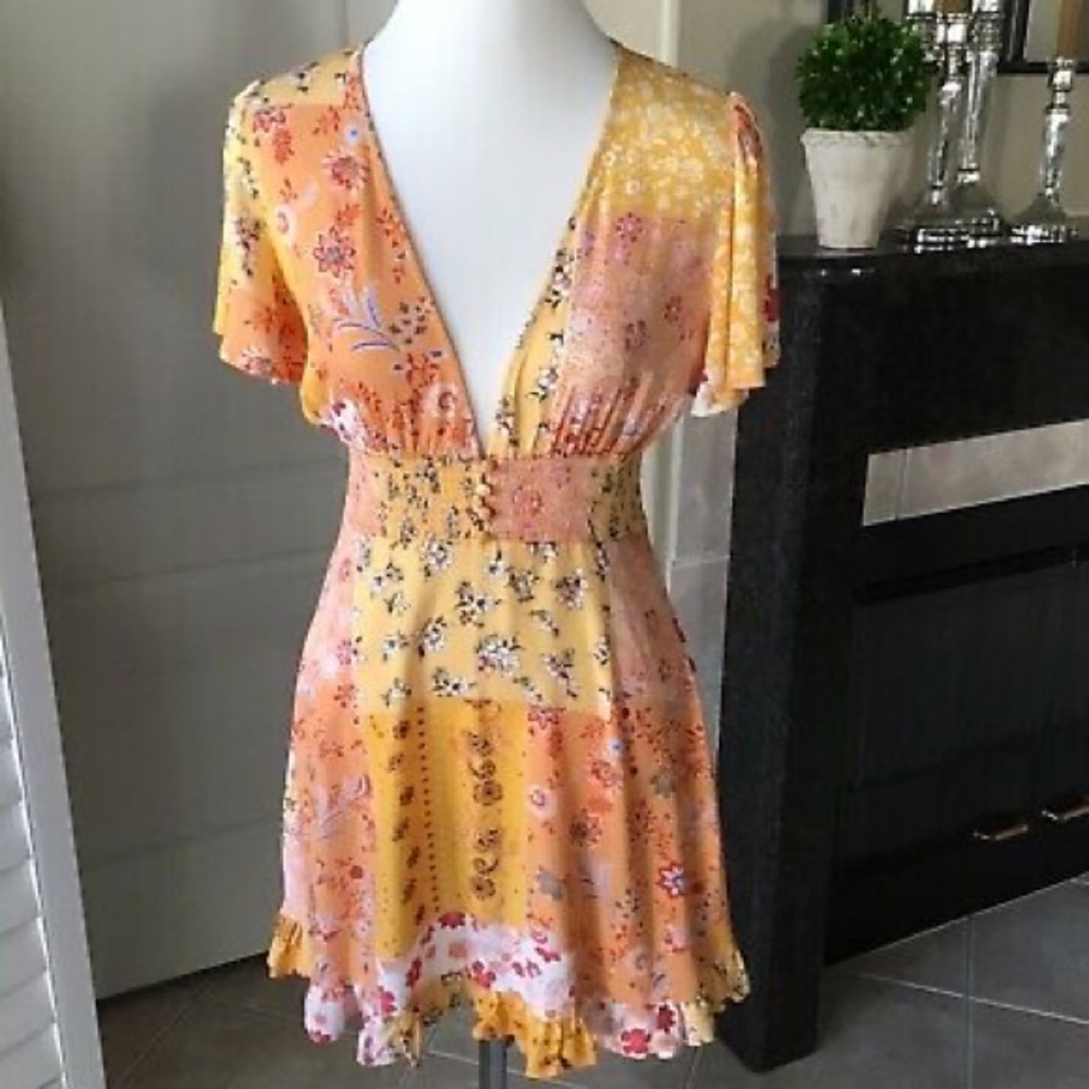 Patternblock floral print mini dress by Forever 21